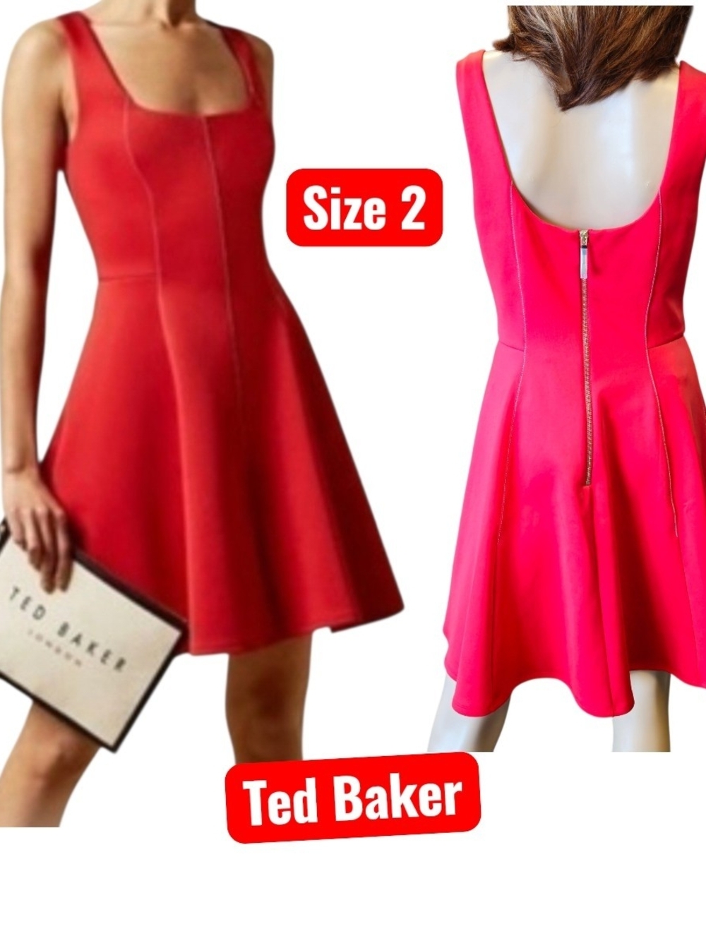 Ted Baker Red Sleeveless Fit & Flare Mini Dress